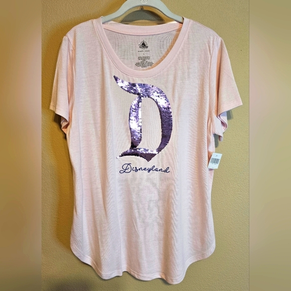 Disney Parks Disneyland Logo Shirt Two Sided Sequins  Size L  NWT - Picture 1 of 6
